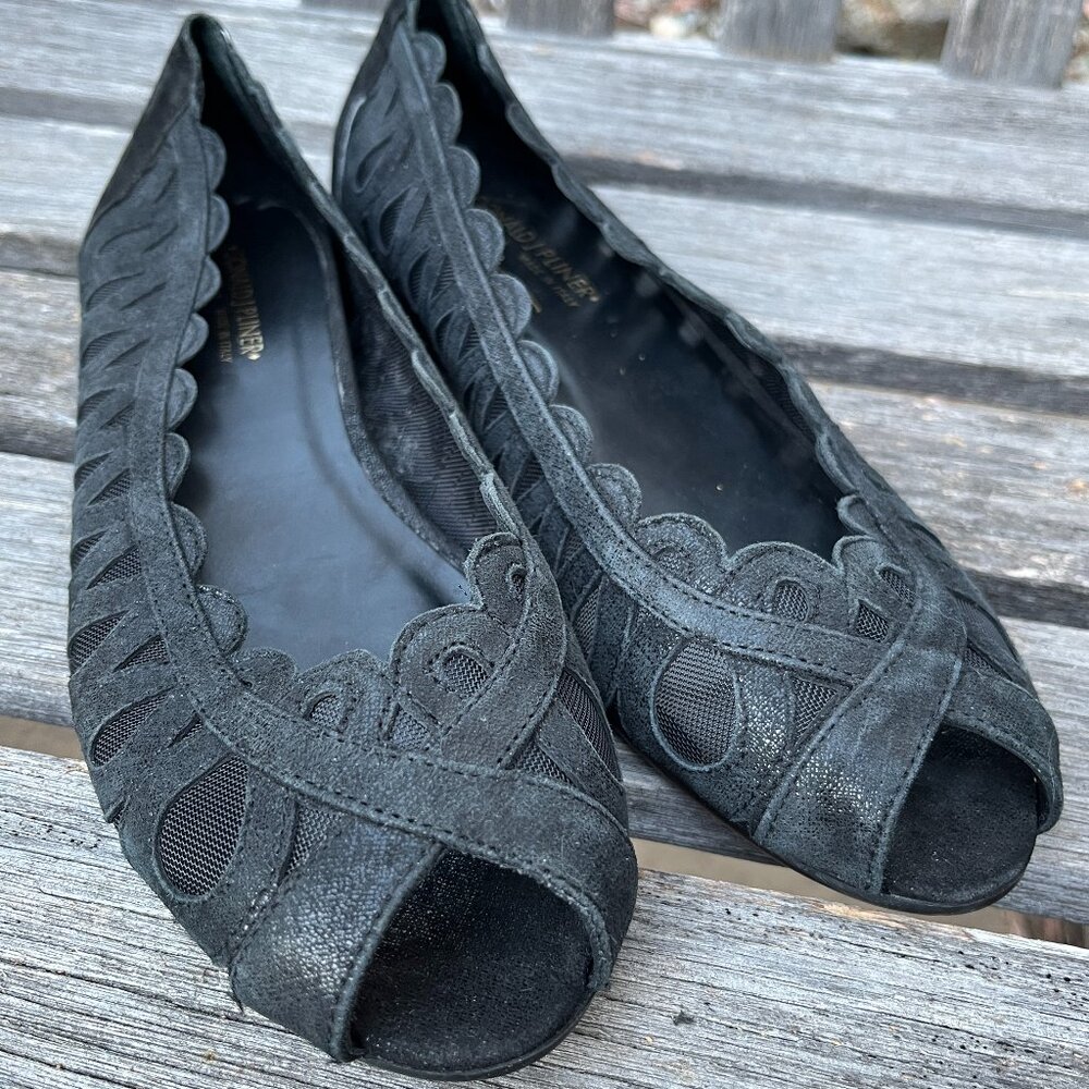Donald J Pliner Elama Open toe Flats Women's, Black Balletcore Mesh, Size 8 1/2